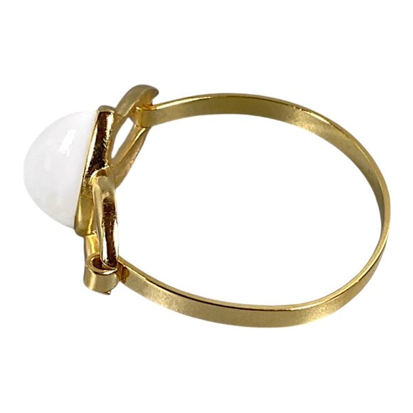 Vintage Bangle Bracelet S Gold Plated White Lucite Cabochon MCM Mod 60s Event - Picture 6 of 16